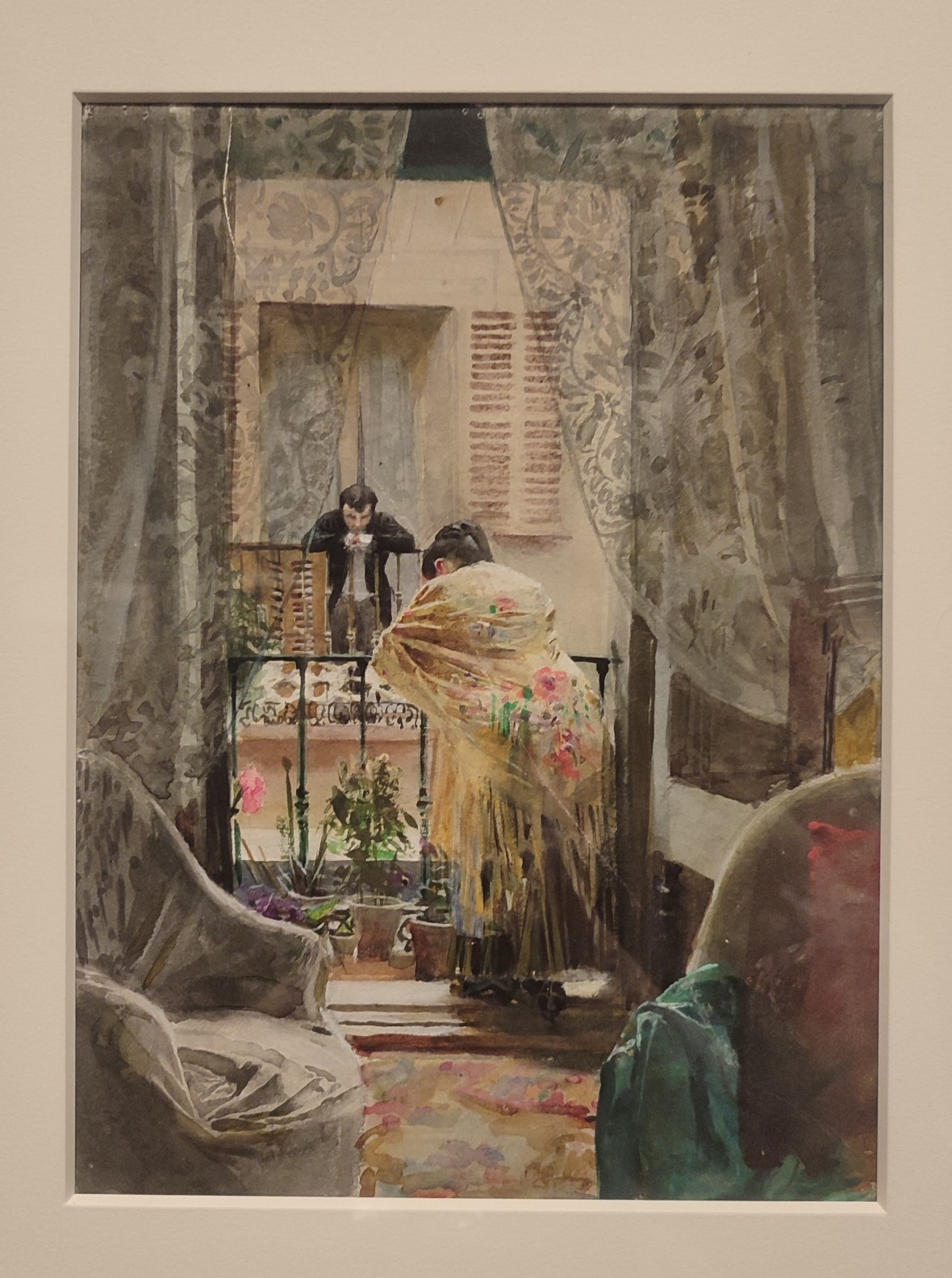 Acuarela de interior de una casa española, Zorn